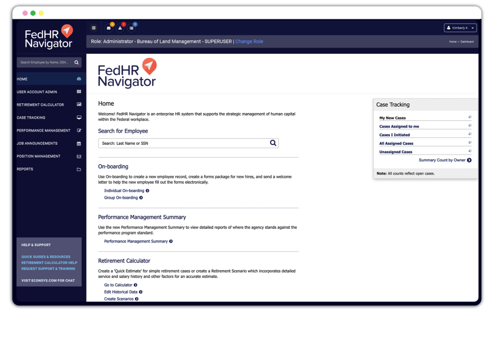 screenshot of FedHR Navigator